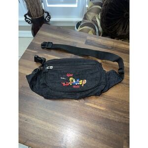 Vintage Walt Disney World Fanny Pack Black Embroidered Characters